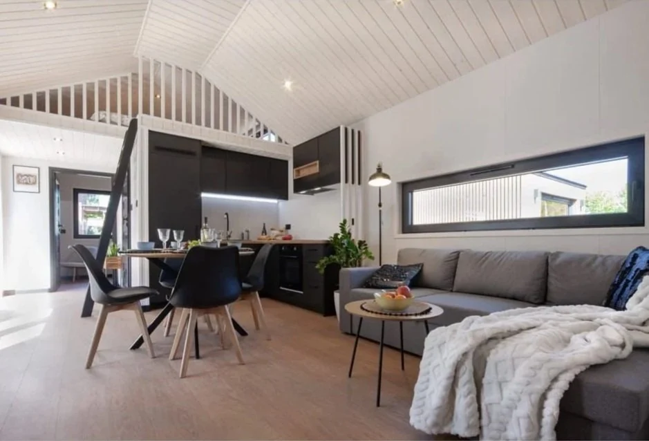 Living space with mezzanine
