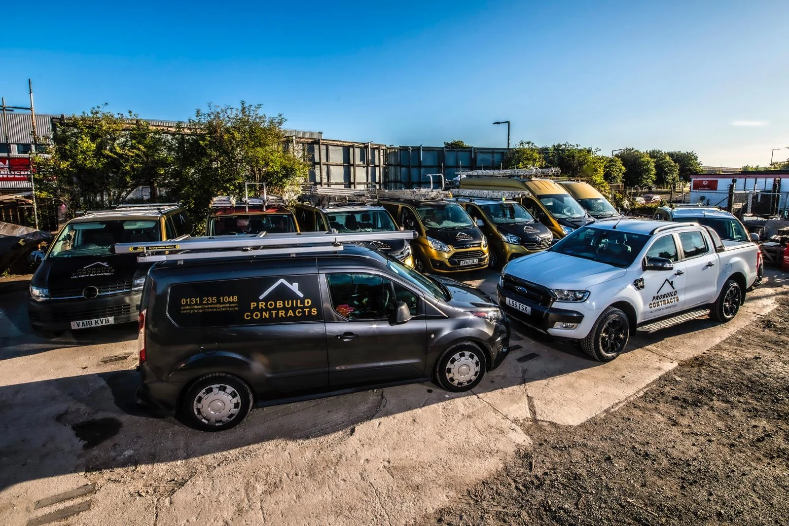 ProBuild vehicles and team