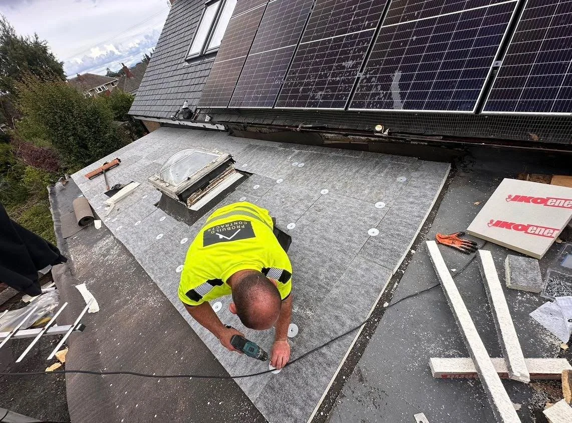 Roofing work in progress