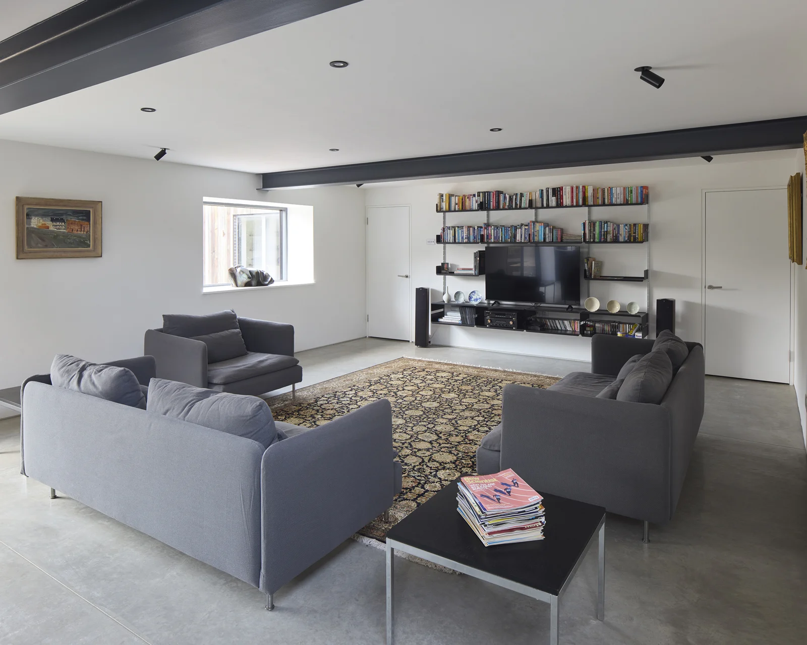 Living room within the converted building at Rough Hill Farm