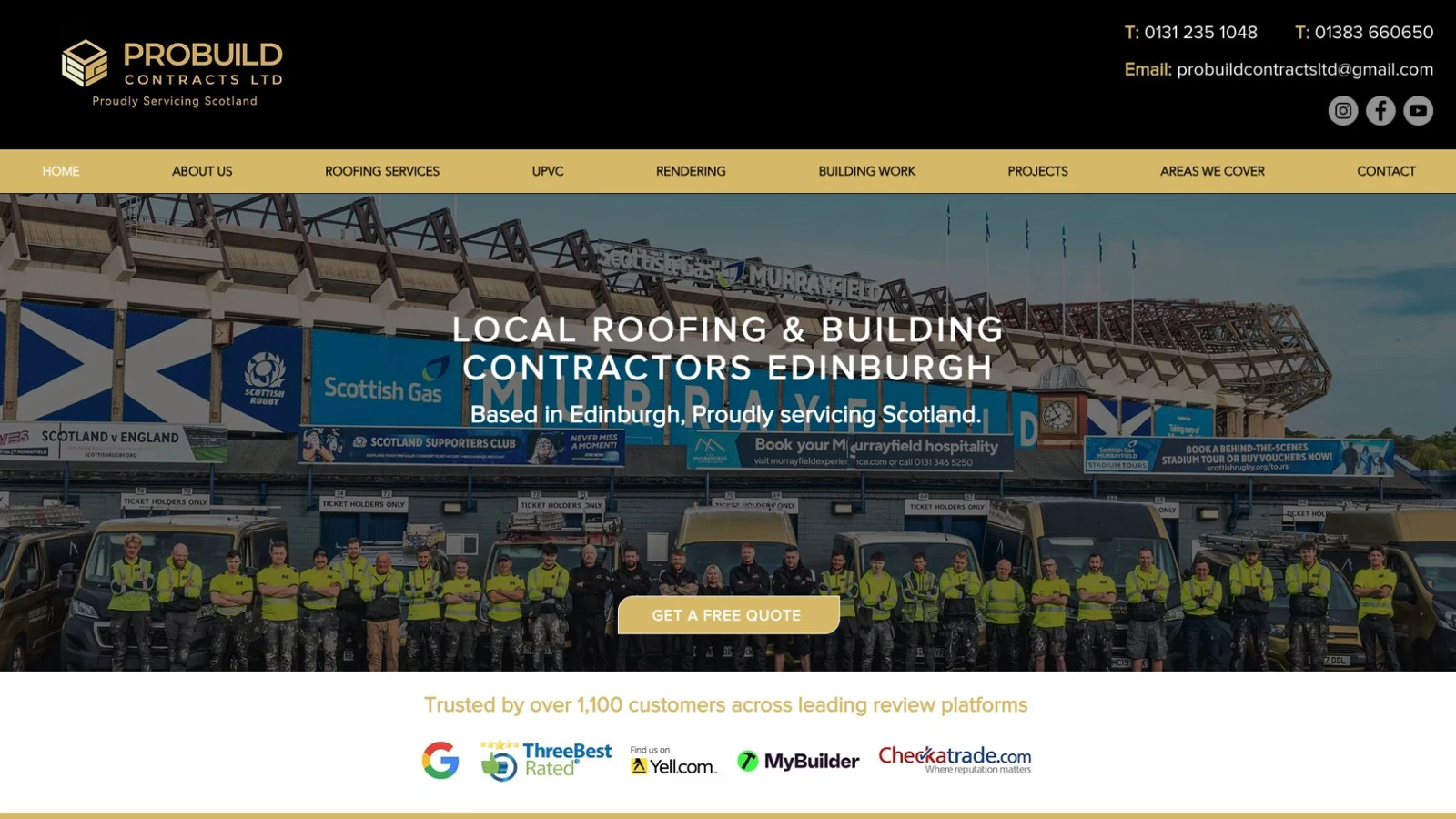 ProBuild Contracts website designed by Crafters